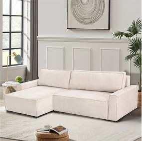 Narożnik "Montaigne" z teksturowaną tkaniną - 4-osobowy - Beżowy