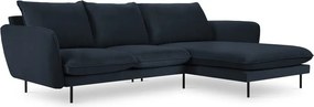 Ciemnoniebieski aksamitny narożnik (prawostronny) Vienna – Cosmopolitan Design