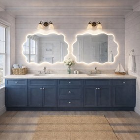 Lustro dekoracyjne o nieregularnym kształcie z podświetleniem WAVE Decor LED  | Różne rozmiary | Różne kolory : Kolor tafli szkła - Srebrny, Rozmiar - 60x41