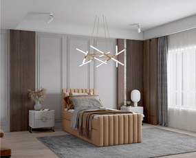 Łóżko kontynentalne boxspring DEMETER 80x200 cm  w tkaninie FLOW 8 pomarańczowej