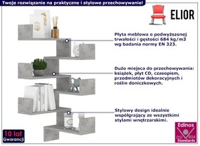 Nowoczesna narożna pólka ścienna beton - Ejnori