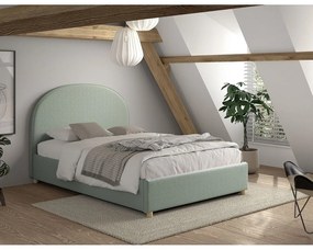 Zielone tapicerowane łóżko dwuosobowe ze schowkiem i stelażem 140x200 cm Moon – Vipack