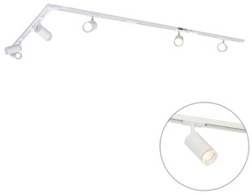 Sistema de iluminação de trilho moderno com 5 focos brancos monofásicos - Iconic Jeana