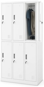 Szafka socjalna ubraniowa BHP biała: 6-drzwiowa IGOR 900 x 1850 x 450 mm