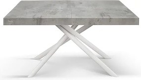 Stół drewniany, wykończenie w kolorze szarym, podstawa z metalu pomalowana na biało, 180×90–260×90 - CARRARA