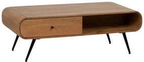 Stolik z litego drewna mindi w naturalnym kolorze 60x120 cm Mahón – Ixia