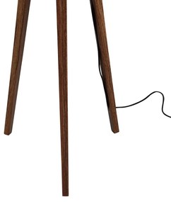 Lampa podłogowa na trójnogu z drewna orzechowego z welurowym abażurem wzór krokodyla 50 cm - Tripod Classic klasyczny/Antyczny Oswietlenie wewnetrzne