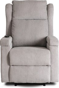 Fotel Masujący SEBASTIAN Rozkładany Wypoczynkowy z Podnóżkiem Szary Sztruksowy Nowoczesny