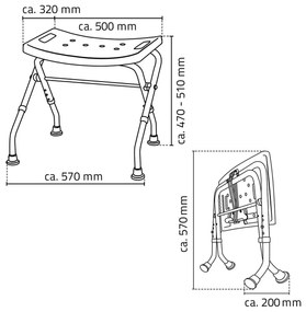 SAPHO A0050301 Składane krzesełko dla osóbniepełnosprawnych, białe