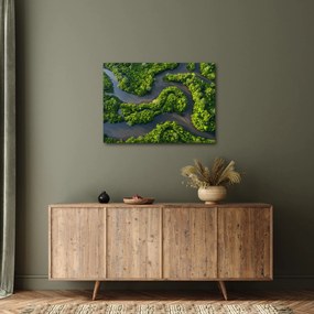 Obraz - Krajobraz leśny z rzeką (70x50 cm)