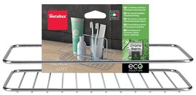 Wisząca stalowa półka łazienkowa w kolorze srebra z połyskiem bez wiercenia Luxy – Metaltex