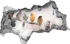 Dziura 3d fototapeta naklejka Ptaki na gałęzi