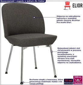 Ciemnoszare chromowane krzesło tapicerowane K6-L25