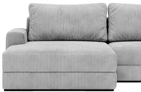 Sofa narożna, rozkładana NEVI szary sztruks 345/185/76