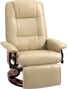 HOMCOM Fotel Relaksacyjny, Regulowany, z Funkcją Leżenia, do 120 kg, Ekoskóra, 78 x 87 x 100 cm, Kremowy