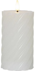 Biała woskowa świeca LED Star Trading Flamme Swirl, wys. 15 cm