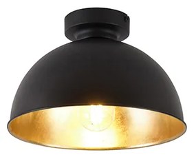 Industrialna lampa sufitowa czarna i złota 28 cm - Magnax