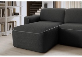 Ciemnoszary narożnik z materiału bouclé (lewostronny/z szezlongiem) Ume – ELTAP