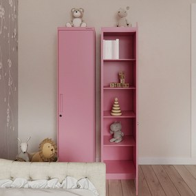 Wąska szafka do biura ALEX, 450 x 1850 x 400 mm, Fresh Style: pudrowy róż