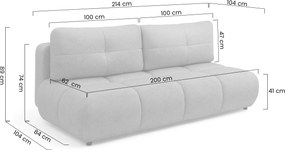 Kanapa Lerio z funkcją spania - jasno beżowa dzianina hydrofobowa Blur 02