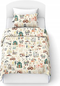 PrzytulneMieszkanie.pl PrzytulneMieszkanie.pl Bawełniana pościel do łóżeczka HAPPY FARM biała Rozmiar pościeli: 45 x 65 cm | 90 x 135 cm