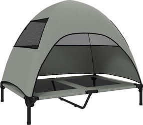 PawHut Outdoorowa Leżanka dla Psów z Daszkiem, Podwyższone Łóżko dla Dużych Psów, 106 x 76 x 99 cm, Jasnoszary