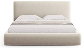 Beżowe tapicerowane łóżko dwuosobowe ze schowkiem i stelażem 160x200 cm Colonel – Cosmopolitan Design