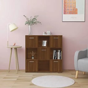 Regał Z Otwartymi Półkami I Drzwiczkami Brązowy Dąb 80 Cm Połysk E0-H89
