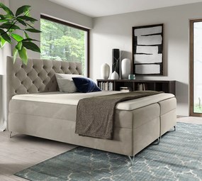 Beżowe tapicerowane welurem łóżko 5 rozmiarów - Lunavello 4X