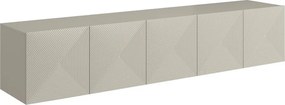 Szafka RTV wisząca Asha 200 cm z ryflowanym frontem - kaszmir