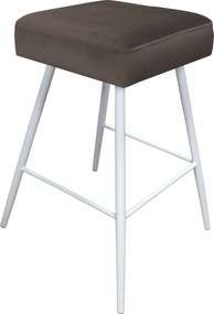 Hoker MAX krzesło barowe tkanina Welur podstawa metalowa : Kolor nogi - Biały stożek, Kolor tkaniny - VELVET - MG05, Typ siedziska - Siedzisko stałe