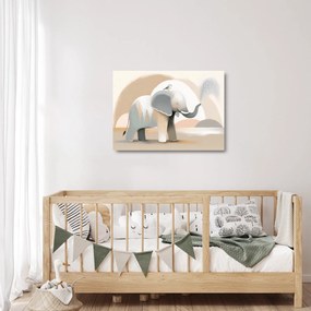 Obraz na szkle - Słoń w pastelowych kolorach (70x50 cm)