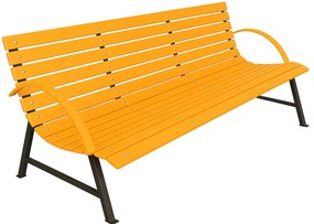 Pomarańczowa drewniana ławka ogrodowa z oparciem  160 cm  S7-L88