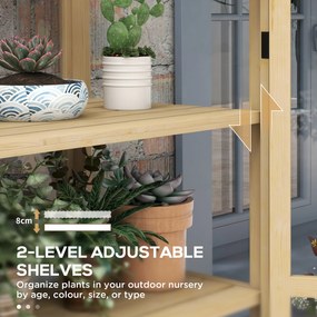 Outsunny Szklarnia z Półką, przezroczysta Obudowa, Okno dachowe, zamykane Drzwi, Akrylowa, Ramka z Drewna, 100x56,5x178 cm