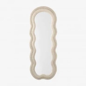 Lustro Ścienne Nieregularne 60x160 Cm Tapicerowane Evelyn Chenille Biały - Sklum