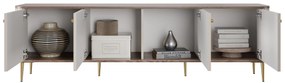 Szafka RTV Vesper 4D 187 cm - kaszmir / orzech / złote nogi