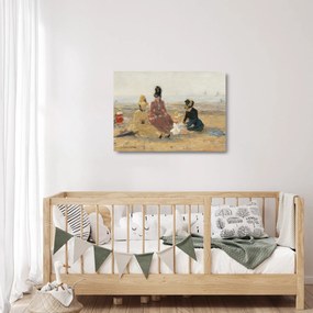 Obraz na szkle - Eugène Boudin, On the Beach, Trouville, reprodukcje (70x50 cm)
