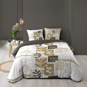 Biało-brązowa bawełniana pościel dwuosobowa 240x220 cm Utopia – douceur d'intérieur