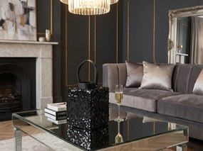 Latarnia z cekinami LOFTY GLAM 20 cm, czarna