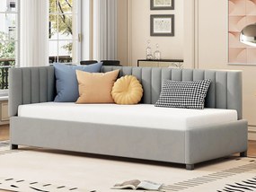 Łóżko dziecięce 90 x 200 cm - Sofa rozkładana - aksamit - stelaż listwowy - szary