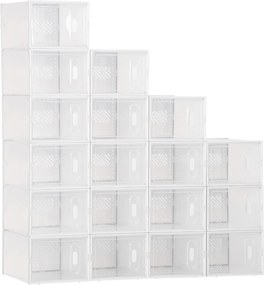 HOMCOM Modularny System Półek z 18 Przegródkami, Samodzielny Montaż, 25 cm x 35 cm x 19 cm, Przezroczysty