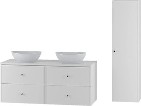 Biały Zestaw do Łazienki 120cm Szafka Blat Umywalka Słupek Marco