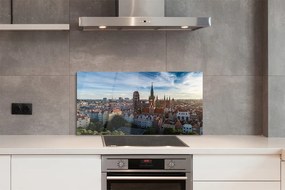 Panel szklany do Kuchni Panorama z Widokiem na Kościół Mariacki