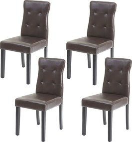 Krzesło do jadalni MCW-E58 (zestaw 4 szt.), sztuczna skóra brązowa, ciemne nogi
