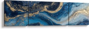 Obraz - Abstrakcyjny niebiesko-złoty marmur (170x50 cm)