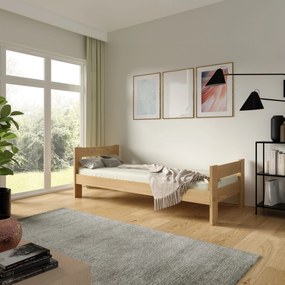 Sosnowe łóżko dziecięce OSCARO 120x200 cm trwałe Naturalne drewno Młodzieżowy pokój