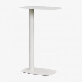 Stolik Pomocniczy Do Ogrodu Prostokątny 40x25 Cm Ze Stali Odelia ↑65 Cm & Gardenia Biel - Sklum