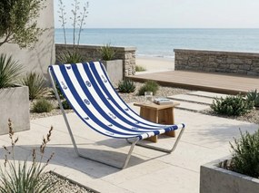 Składane leżak plażowy SAND MARINE, biało-niebieski
