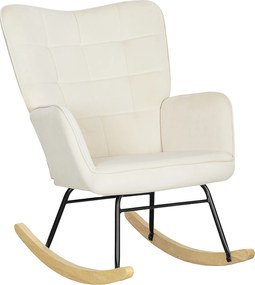 HOMCOM Fotel Bujany, Grube Wypełnienie, Szerokie Oparcie, Drewno Bukowe/Rama Stalowa, do 120 kg, Beżowy