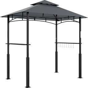 Outsunny Pawilon Grillowy, Ogrodowy Namiot Grillowy z Regałami na Przyprawy, Oświetleniem LED, Metal, Tworzywo sztuczne, 243L x 148S x 248W cm, Szary